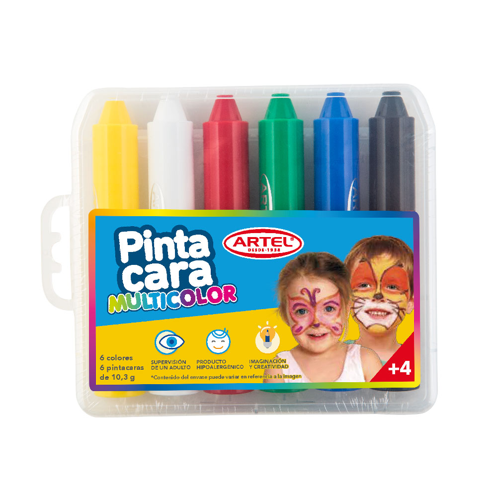 PINTURA CARA 6 COLORES TIPO LAPIZ ARTEL 