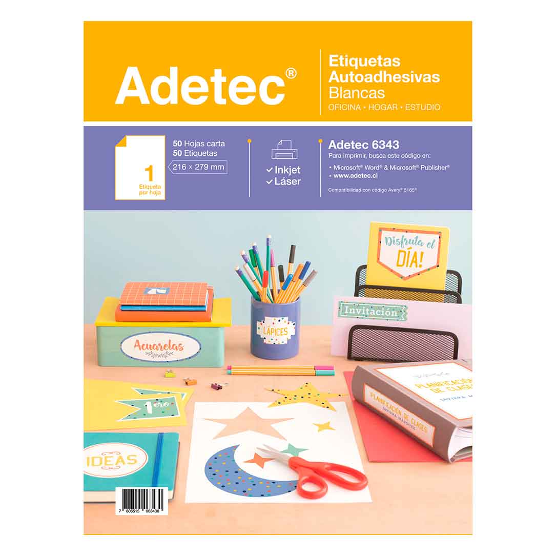  ETIQUETA ADETEC INK-JET 216X 279  50 HJ. 