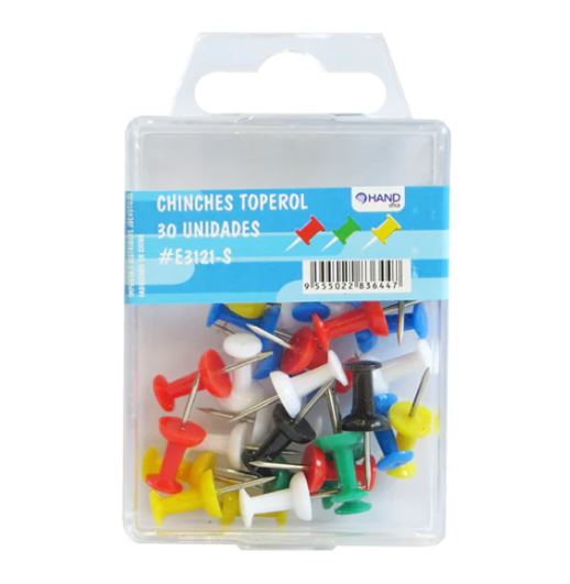  PUSH-PINS  30 UN HAND COLOR CAJA 