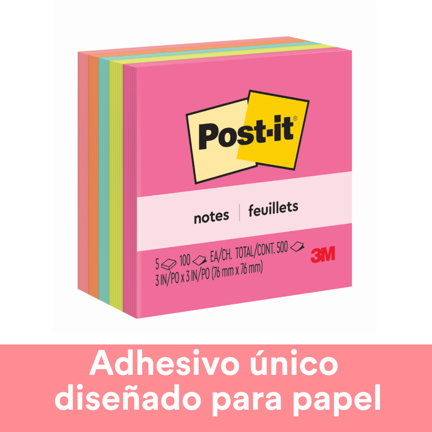  NOTA POST-IT 3M 654-5PK MEDIANO CUBO NEON 5 UN. 