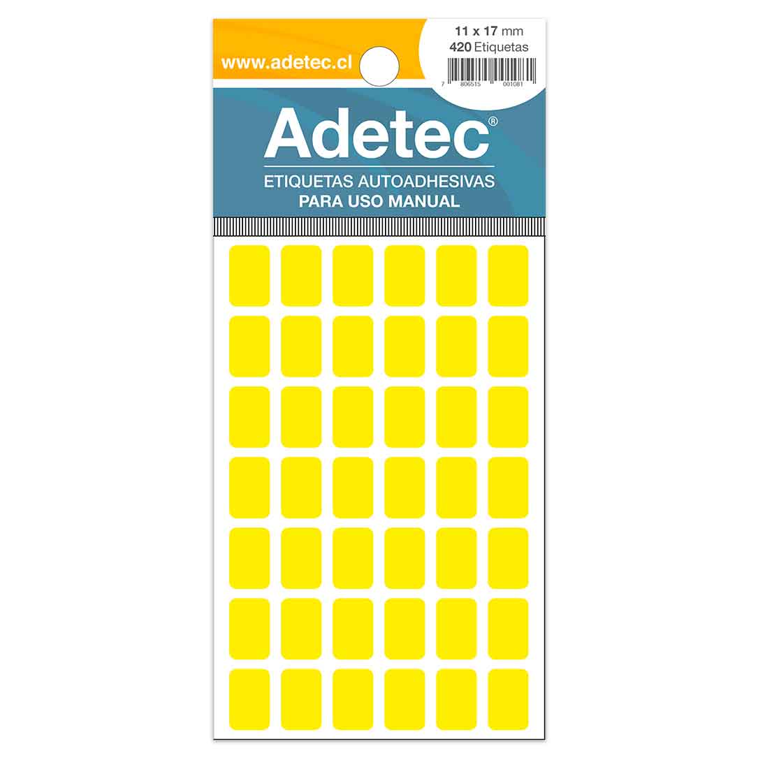  ETIQUETA ADH.11X17 ADETEC AMARILLA X39 ETIQ FLUO 