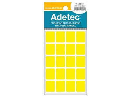  ETIQUETA ADH.FLUOR. 19X23 200 ETQ AMARIL ADETEC 