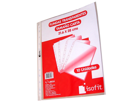  FUNDA PLASTICA CARTA X 10 UN BLISTER ISOFIT 
