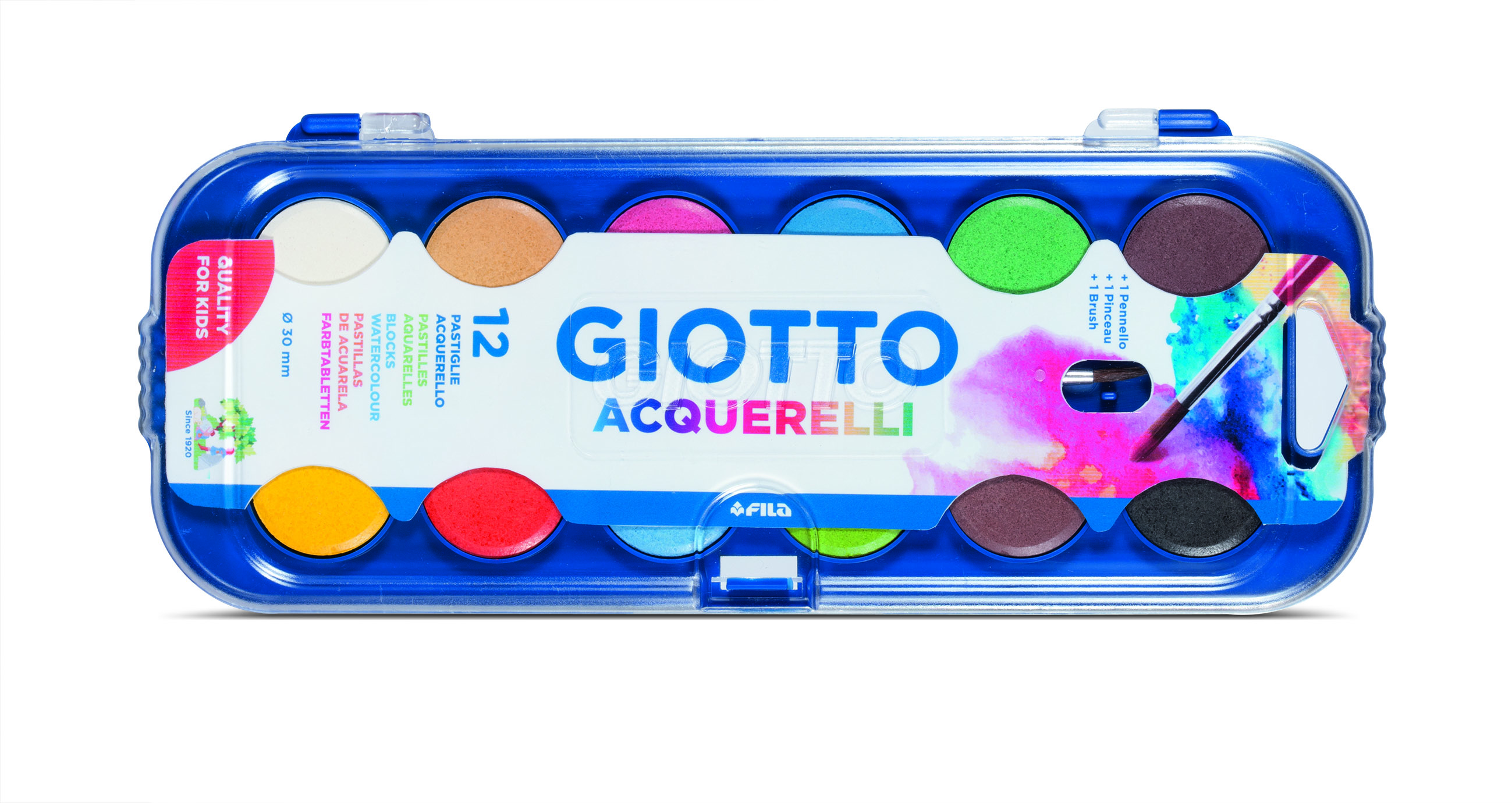  ACUARELA 12 COLORES GIOTTO 30 MM 