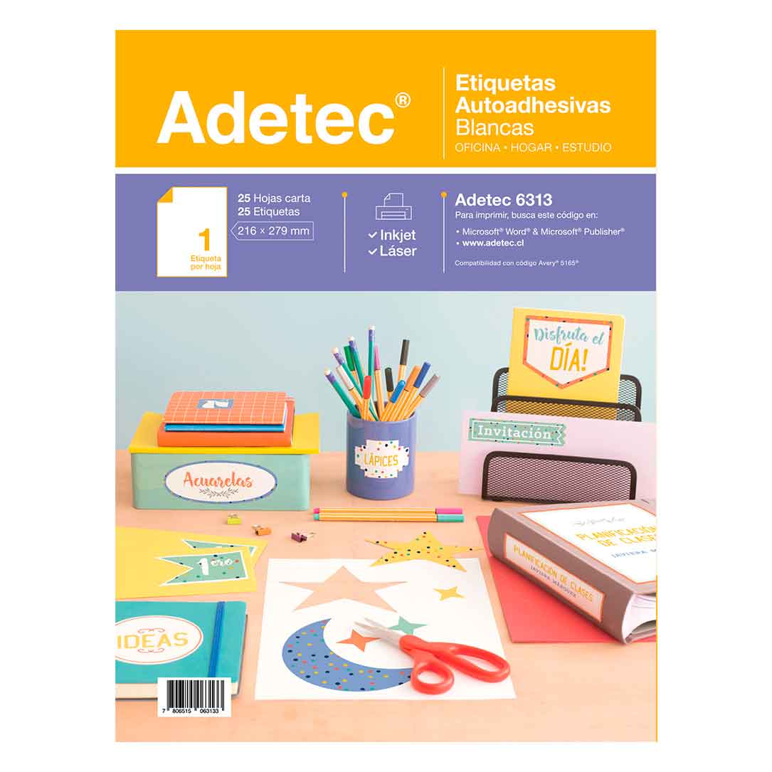  ETIQUETA ADETEC INK-JET 216X 279  25 HJ. 