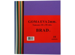 GOMA EVA 30X20 X10 UN 2MM COL.SURTIDOS 