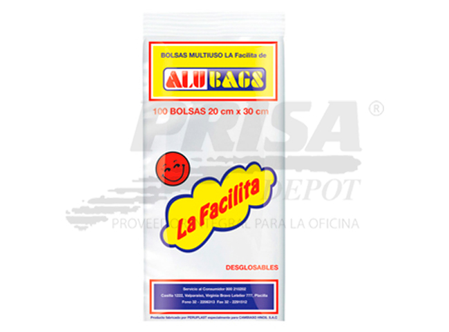  BOLSA FACILITA MULTIUSO 20 X 30 PQ X 100 UN ALUSA 