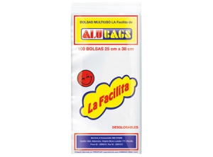  BOLSA FACILITA MULTIUSO 25 X 38 PQ X 100 UN ALUSA 