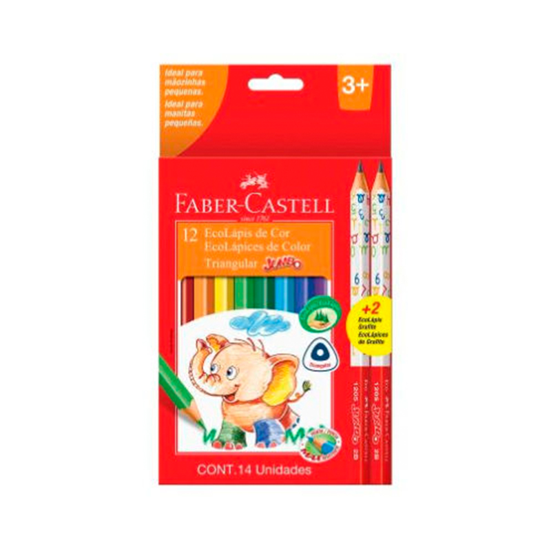  LAPIZ COLOR 12UN. JUMBO+2 GRAFITO FABER CASTELL 