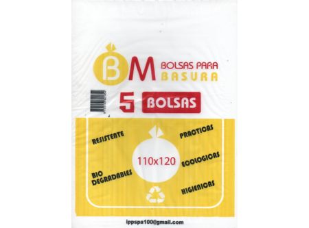 BOLSA BASURA 110 X 120 CM 5 UN 90 MC BM 
