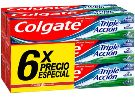  PASTA DENTAL 50 GR TRIPLE ACCION X 6 UN COLGATE 