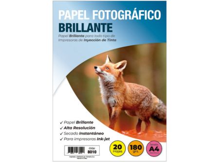  PAPEL FOTOGRA A4 180GR 20 HJ BRILLANT ADETEC 