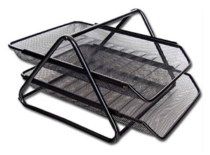  BANDEJA ESCRITORIO METALICA DOBLE NEGRA (MALLA) 