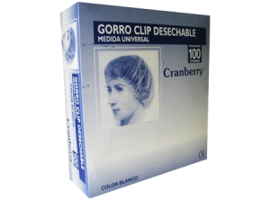  GORRO DESECHABLE TIPO CLIP BOLSA X 100 UN BLANCO 