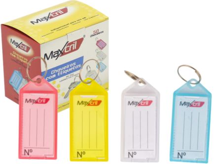  LLAVEROS Y ETIQUETAS 50 UNID. CAJA MAXCRIL 