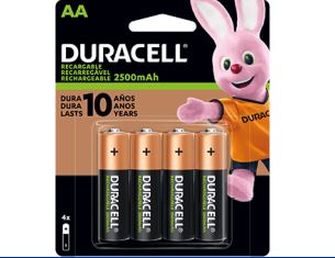  PILA RECARGABLE AA X 4 DURACELL 2500 MAH 