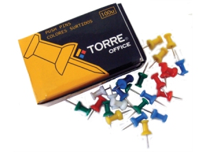  PUSH-PINS 100 UN TORRE COLORES SURTIDOS 
