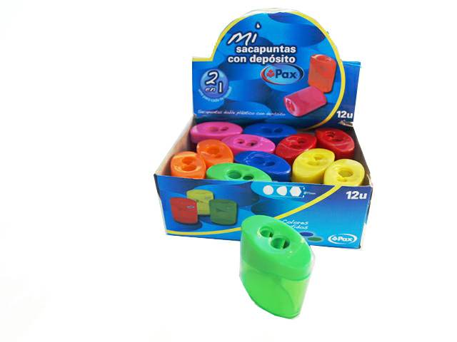  SACAPUNTAS DOBLE C/DEP COLOR SURTIDO PAX 