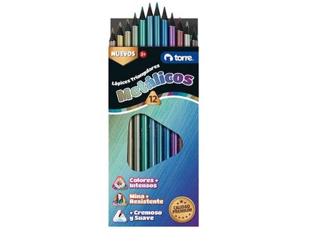  LAPIZ COLOR 12UN. LARGO TRIANGULAR METALICO TORRE 
