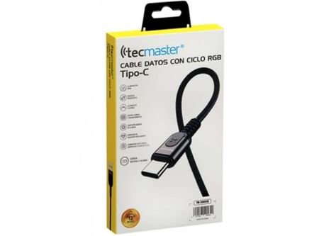  CABLE TIPO C A USB TECMASTER 1.2MTS CICLO RGB 