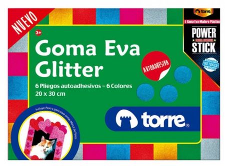  CARPETA ESCOLAR GOMA EVA GLITTER X 6 UN C/ADHESIVO 