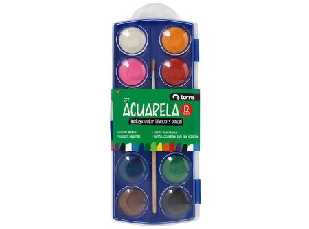  ACUARELA 12 COLORES TORRE 