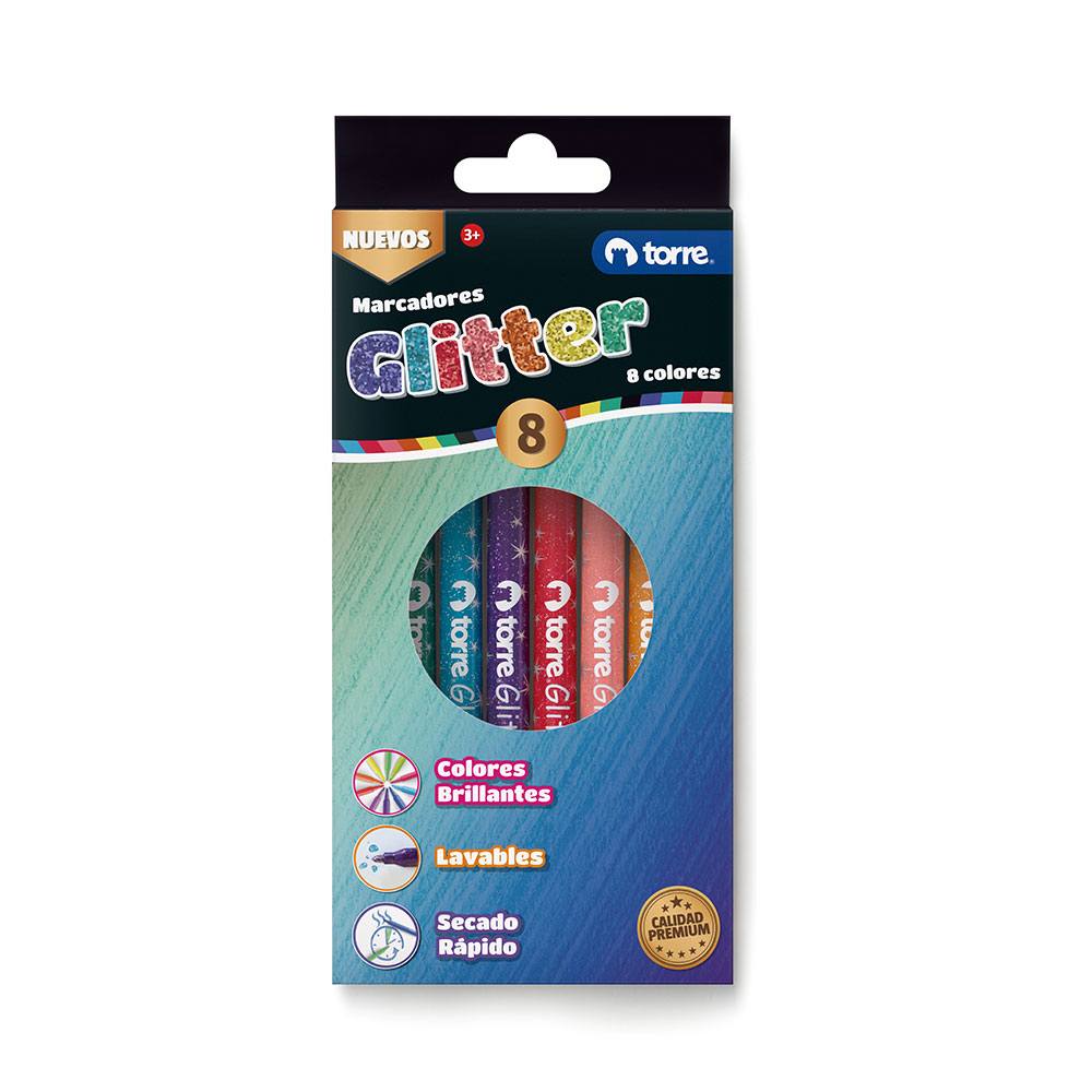  MARCADOR GLITTER 8 COL. SURTIDOS TORRE 