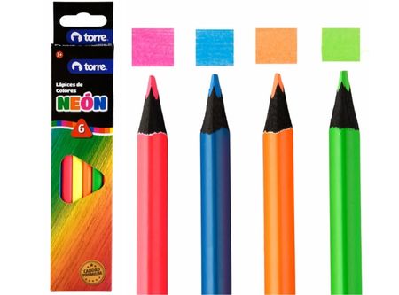  LAPIZ COLOR  6UN. TRIANGULAR TORRE NEON 