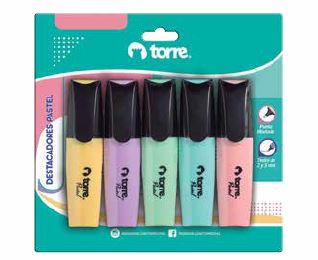  DESTACADOR PASTEL X 5 UND TORRE TRAZO 5 MM TOR 