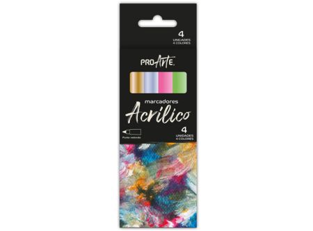  MARCADOR ACRILICO 4 UND 3MM PASTEL PROARTE 