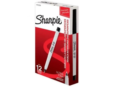  MARCADOR MULTIUSO NEGRO SHARPIE ULTRA FINA X 12 UN 