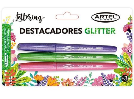  DESTACADOR ARTEL BL GLITTER X 3 UND 