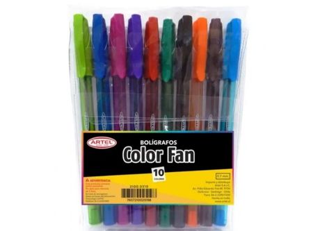  BOLIGRAFO COLORES SURT X 10 UND COLOR FAN ARTEL 