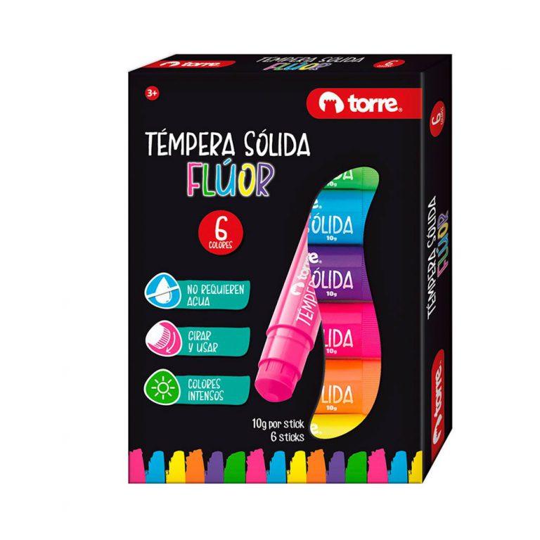  TEMPERA   6 COLORES SOLIDA TORRE FLUOR 