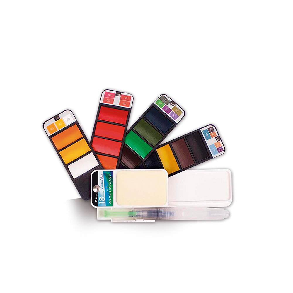  ACUARELA 18 COLORES POCKET TORRE SET PINC+PALET+ES 