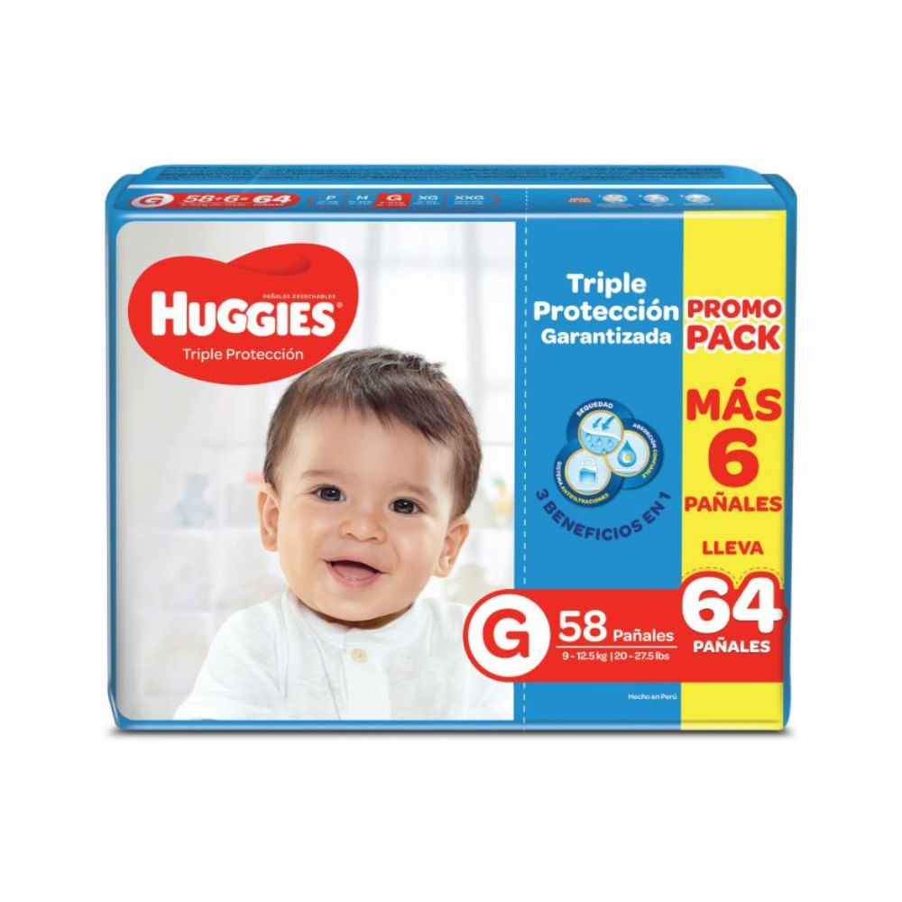  PANAL HUGGIES X 58 + 6 UN PROMO PACK G 