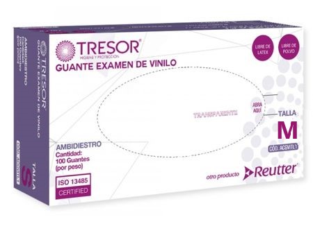  GUANTES VINILO T/M C/100 LIBRE POLVO TRESOR 