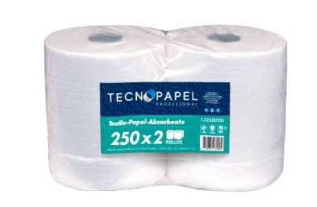  TOALLA PAPEL 2 ROLL 250 MT TECNOPAPEL H/S 