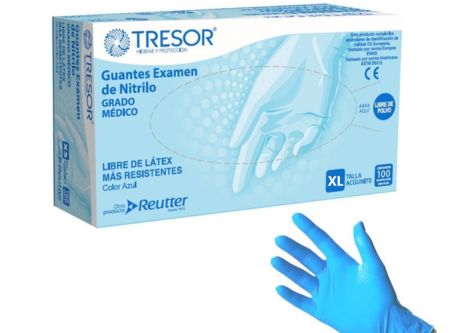  GUANTES QUIR.NITRILO 100 UN S/POLVO TRESOR T/XL 