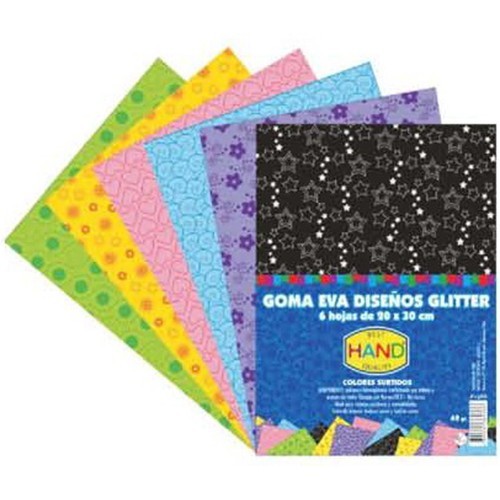  GOMA EVA 20X30 X 6 UN DISEOS GLITTER HAND 