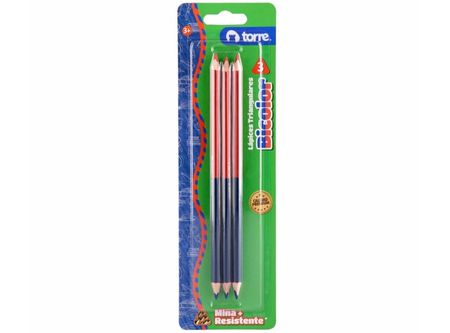  LAPIZ BICOLOR TRIANG BLISTER X 3 TORRE 