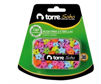  PUSH-PINS  30 UN TORRE ESTRELLAS C/MET.C/SURT SOHO 