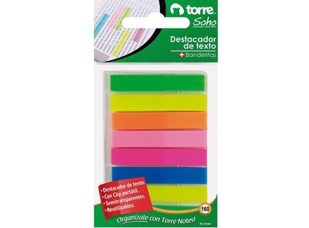  BANDERITAS DESTACADORAS BLISTER 7 COLORES TORRE 