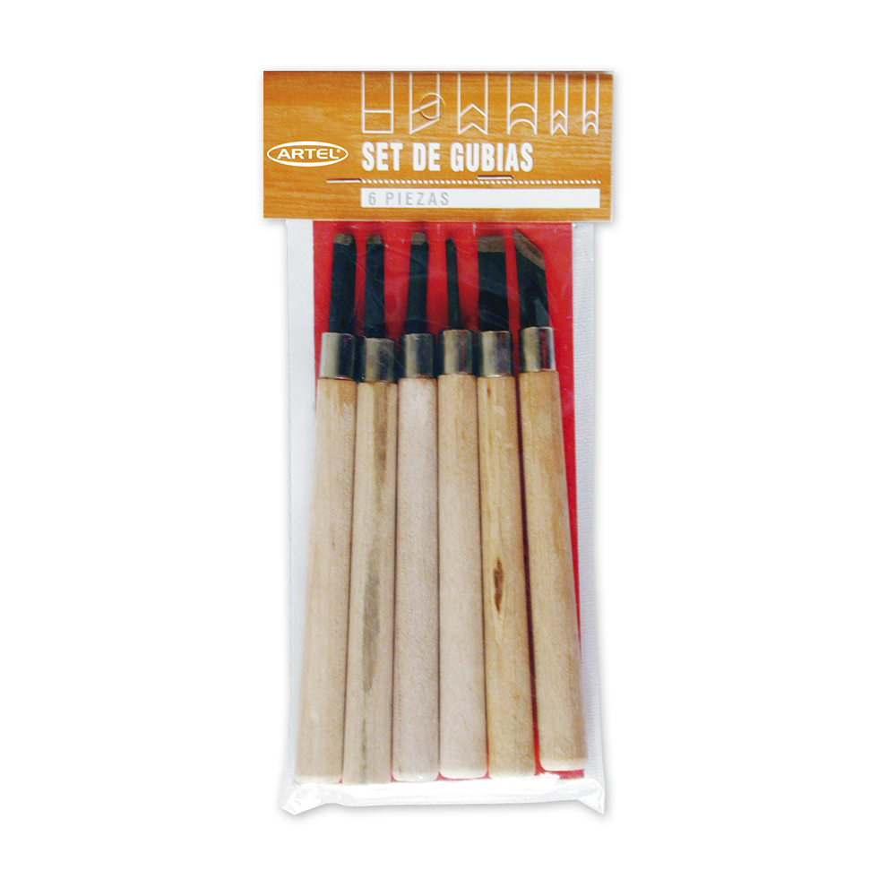  HERRAMIENTA P/ TALLAR MADERA GUBIAS 6 PIEZAS ARTEL 