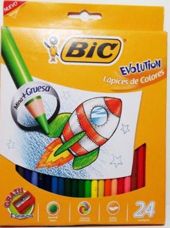  LAPIZ COLOR 24UN. EVOLUTION HEXAGONAL BIC 