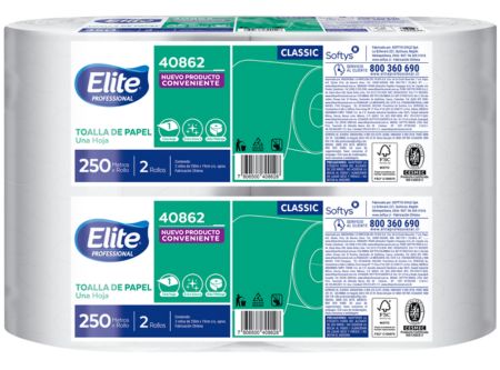  TOALLA PAPEL 2 ROLL 250 MT ELITE ECONOMICO H/S 