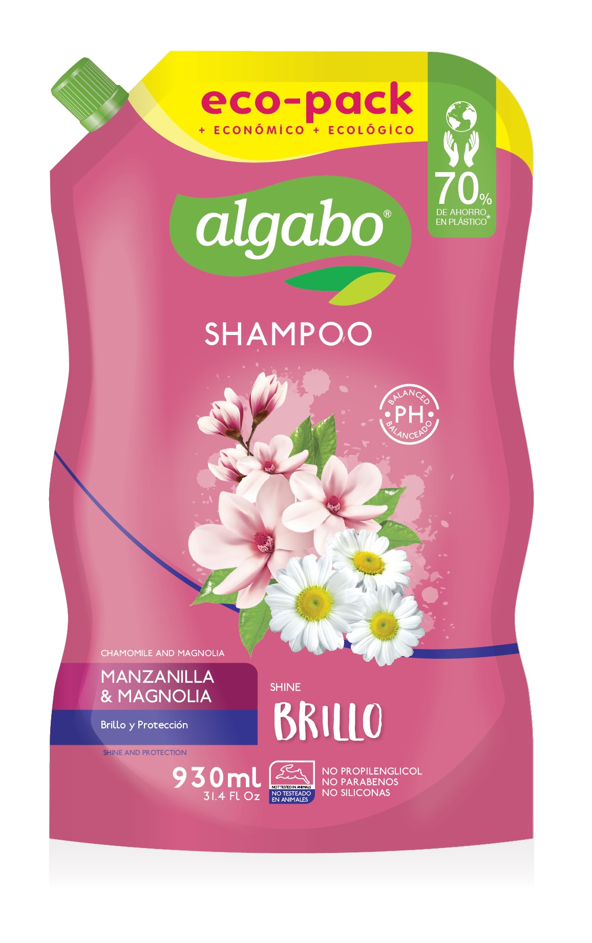  SHAMPOO 930 ML ALGABO DOYPACK MANZANILLA/MAGNOLIA 