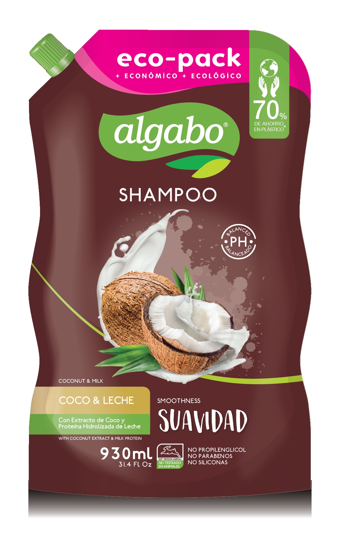  SHAMPOO 930 ML ALGABO DOYPACK COCO/LECHE 