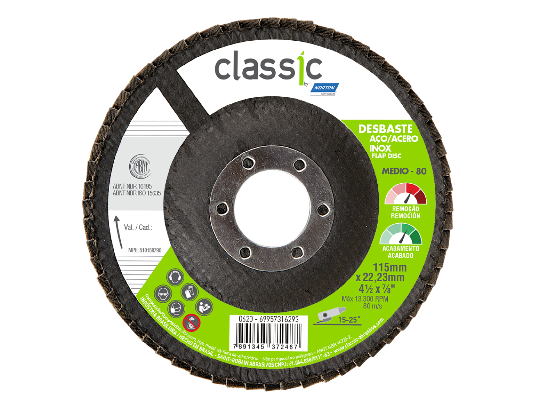  DISCO TRASLAPADO 10UN CLASSIC 115X22.23MM G80 