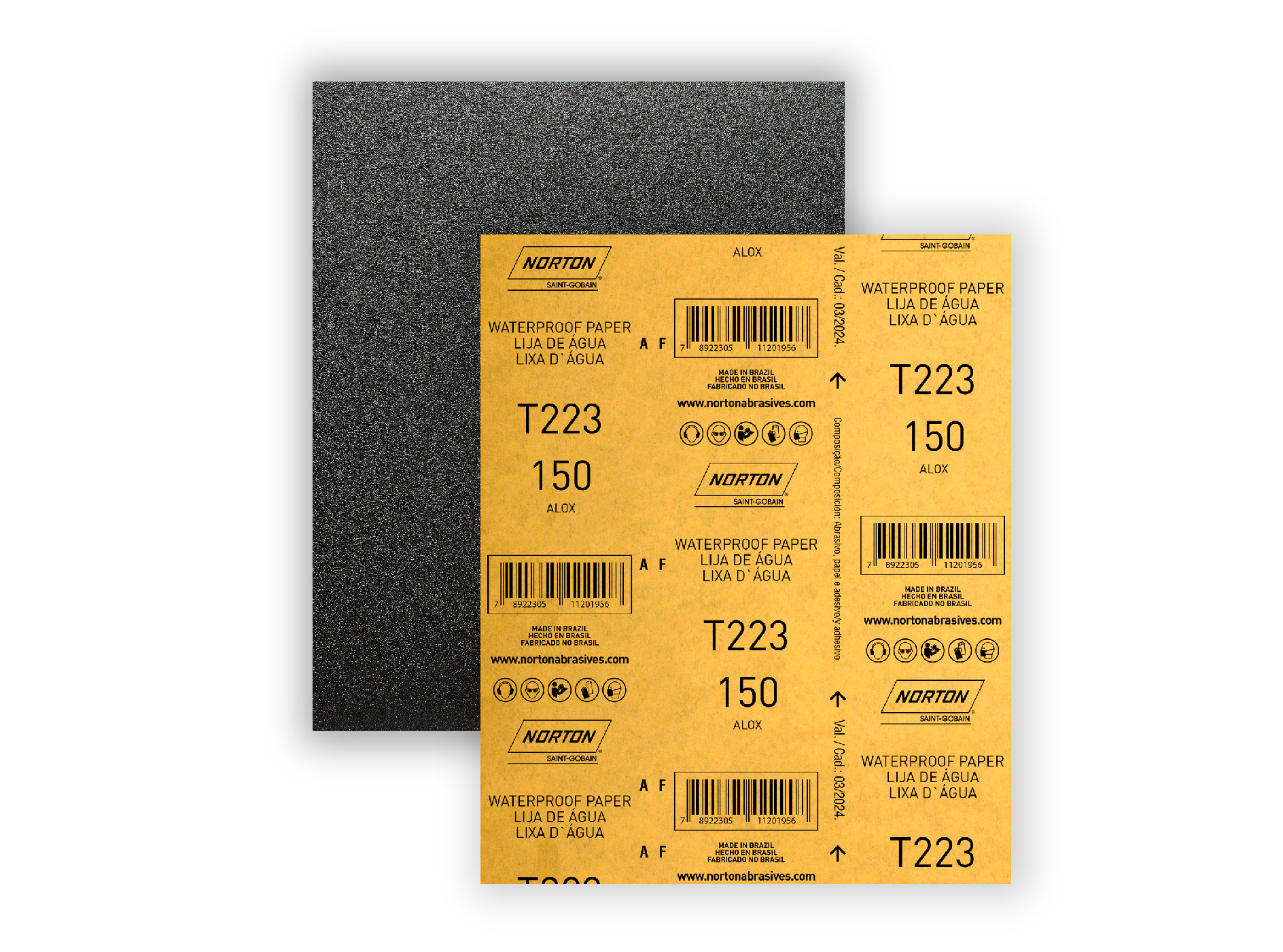  LIJA T-223 AL AGUA 225X275MM G150 50UN NORTON 